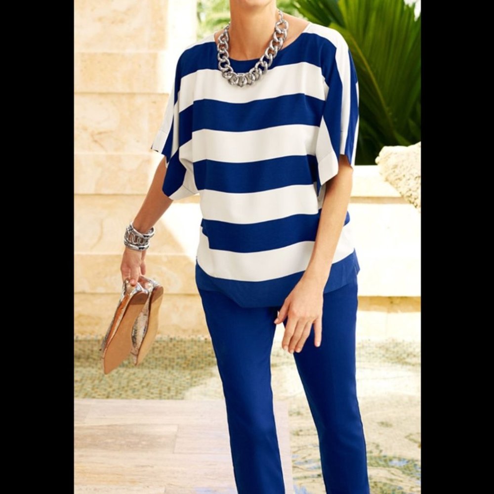 NWT, CHICO’S Bold Stripes Cana Top, Size 1